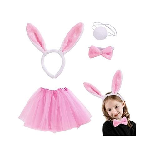 VIKSAUN 4Pcs Costume Lapin Ensembles Lapin Déguisement Serre Tête