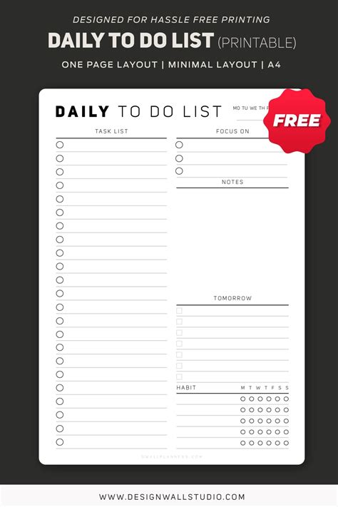 Daily To Do List | Printable | A4 | Free Download