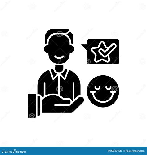 Icono De Glifo Negro De Satisfacción Del Cliente Ilustración del Vector