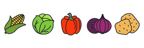 Vegetarian Vegetable Elements Set Icon Symbol Template For Graphic And