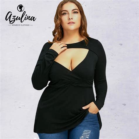 Azulina Women T Shirt Empire Waist Plus Size Low Cut T Shirts Fashion