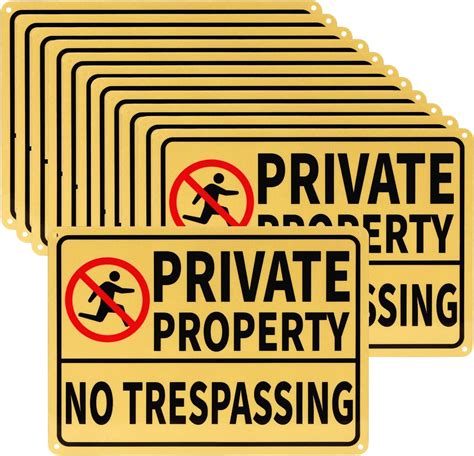 12pcs Private Property No Trespassing Signs 7x10 Inches Metal Reflective Private Property