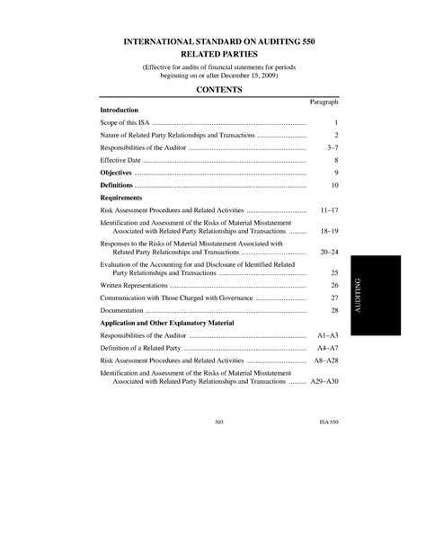 A029 2010 Iaasb Handbook Isa 550 Auditing International Standard On Auditing 550 Related