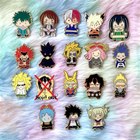 Chibi Academia Pins Mha Chibi Pins Cute Anime Chibi Pins Cute Anime