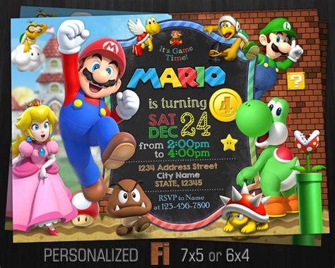 Printable Super Mario Birthday Invitations