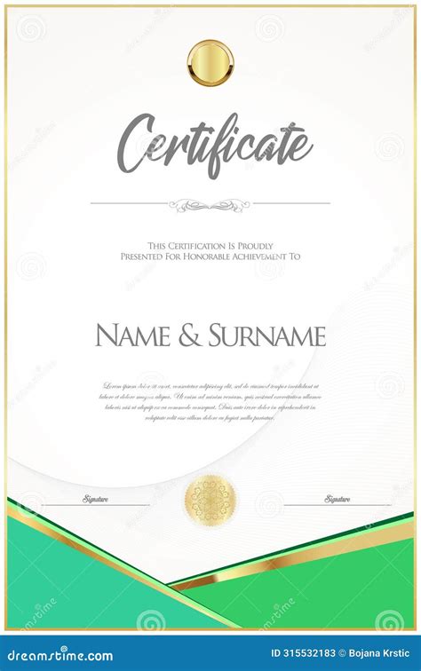 Certificate Template with Golden Seal Vector Illustration Stock Vector ...