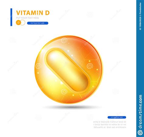 Vitamin D Gold Shining Pill With Chemical Formula Ascorbic Acid