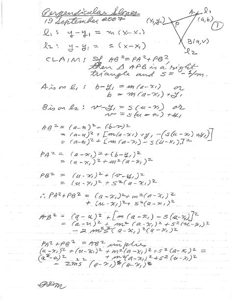 Slope of Perpendicular Lines - Handout Notes | MATH 148 - Docsity