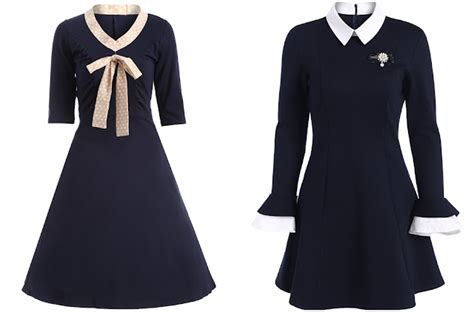 Onde comprar: Retro Long Sleeve Navy Blue Dress (Vestido Navy Retrô ...