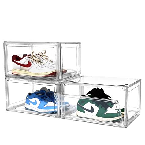 4pack Shoe Display Case Transparent Sneaker Box Storage Boxes Clear