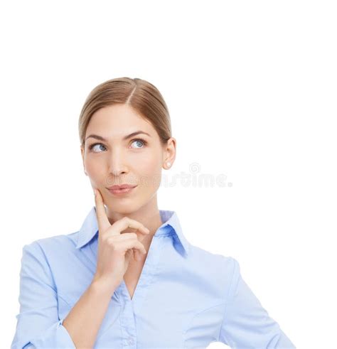 Business Woman Thinking And Idea On A White Background With Space For