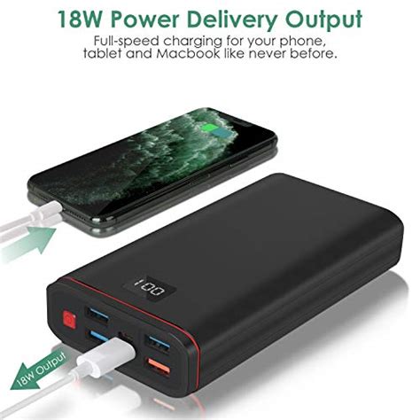 Portable Charger 26800mah 18w Usb C Power Delivery Power Bank External Battery Pack For Iphone