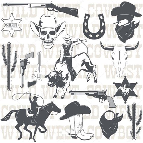 Set Of Wild West Cowboy Designed Elements Stock Vector Y Vainitski