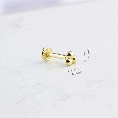 14k Solid Gold Tragus Piercing 16g Gold Tragus Piercing Minimalist