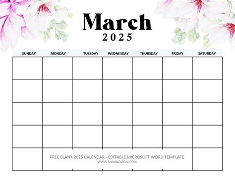 March 2025 Calendar Ms Word Doris Germain