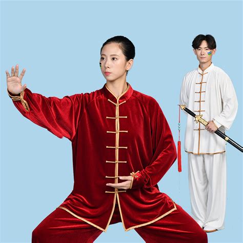 Chinese Kung Fu Uniforms For Women And Men Red Black Fuchsia Velvet Tai