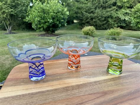 Pier Swirline Hand Blown Glasses Margarita Cocktail Bowl Swirl Set Of