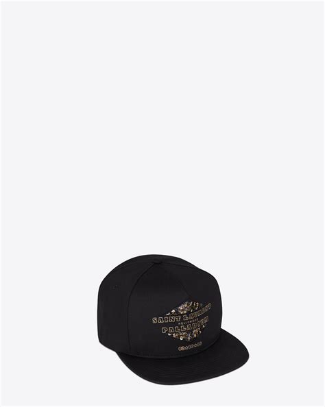 Saint Laurent Palladium Hat In Black Denim Cotton Twill