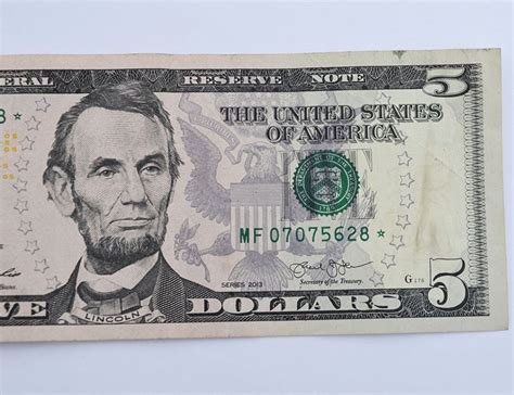 5 Dollar Star Bill Rare Five Dollar Fancy Serial Number - Etsy