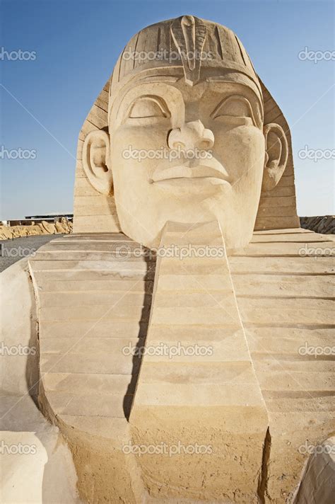 Large Sand Sculpture Of The Great Egyptian Sphinx Stock Photo By