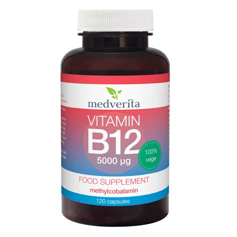 MEDVERITA Vitamin B12 5000 Mcg 100 VEGE 120 Caps Free UK Delivery