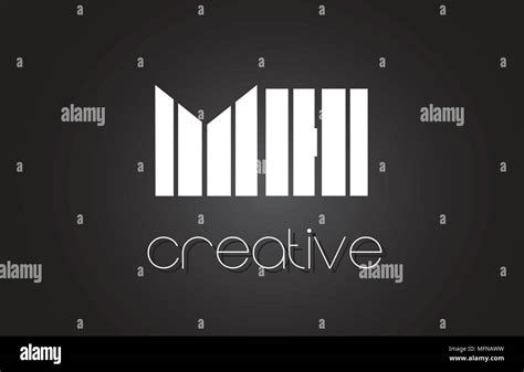 MH M H Creative Letter Logo Design With White and Black Lines Stock ...