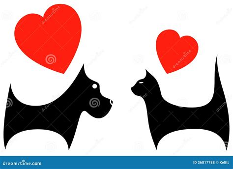 Icon With Dog And Cat Lover Stock Vector Illustration Of Heart Love