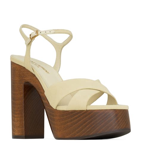 Womens Saint Laurent Nude Canvas Bianca Platform Sandals 125 Harrods UK