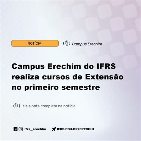 Campus Erechim do IFRS realiza cursos de Extensão no primeiro semestre