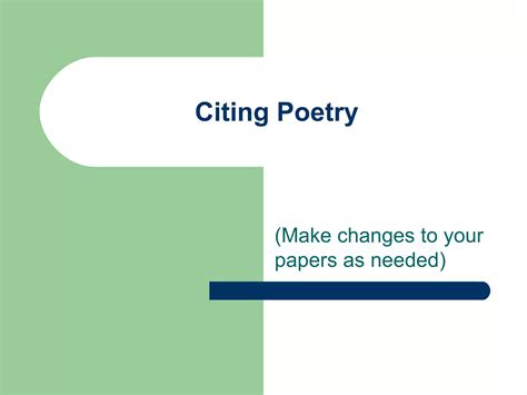 Citing Poetry Ppt