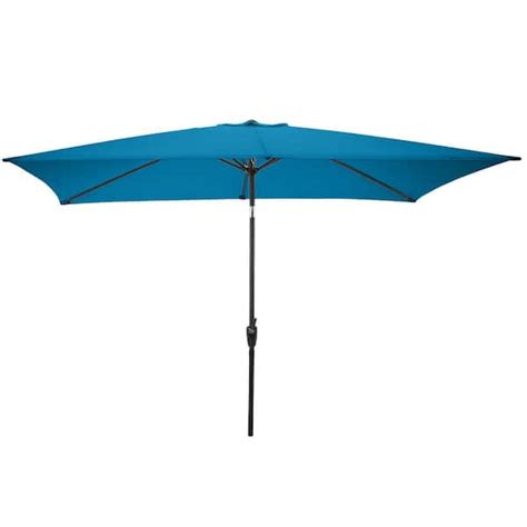 Pure Garden 10 Ft Market Rectangular Tilt Patio Umbrella With Push Button In Turquoise 50