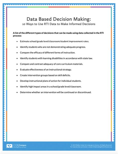 Data Based Decision Making Ways To Use Rti Data To Make Informed