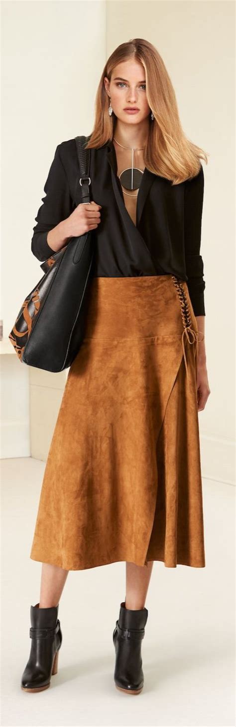 Ralph Lauren Collection Suede Skirt With Lace Up Details Supple Lamb