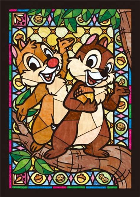 Tenyo Disney Chip N Dale Stained Glass Puzzle 266 Pieces Puzzle