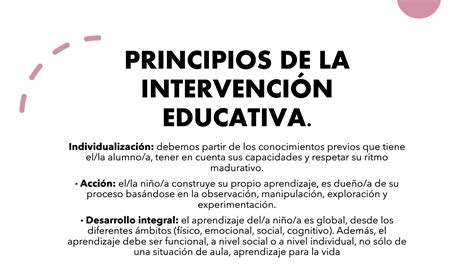 PRINCIPIOS DE LA INTERVENCION EDUCATIVA