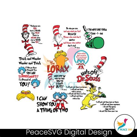 Bundle Dr Seuss Quotes Svg Clipart Peacesvg