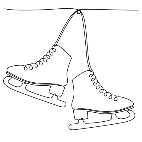 Premium Vector Continuous One Line Drawing Of Hanging Pair Of Figure Ice Skates Vector