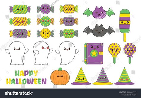 Cute Kawaii Halloween Character Set Halloween Stock Vector (Royalty Free) 2199607257 | Shutterstock