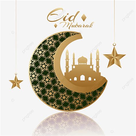 Eid Mubarak Realistic Golden Crescent Moon E Mesquita Png Png Png