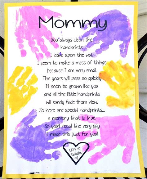 Printable Handprint Mothers Day Poem Easy Mothers Day Crafts Mothers Day Crafts Preschool