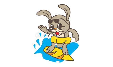 Rabbit With Surfboard Stock Illustration Illustration Of Clipping