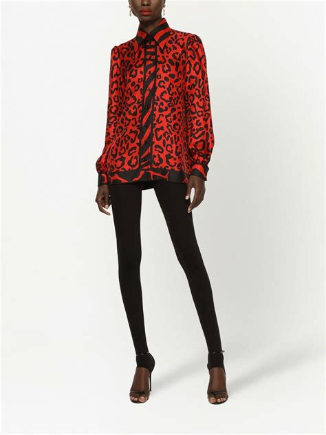 Dolce Gabbana Leopard Print Silk Shirt Red Farfetch