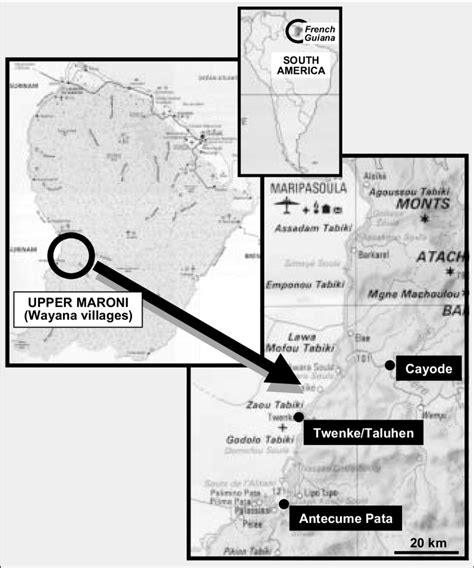 Location Of The Four Wayana Villages Cayode Twenke Taluhen Antecume