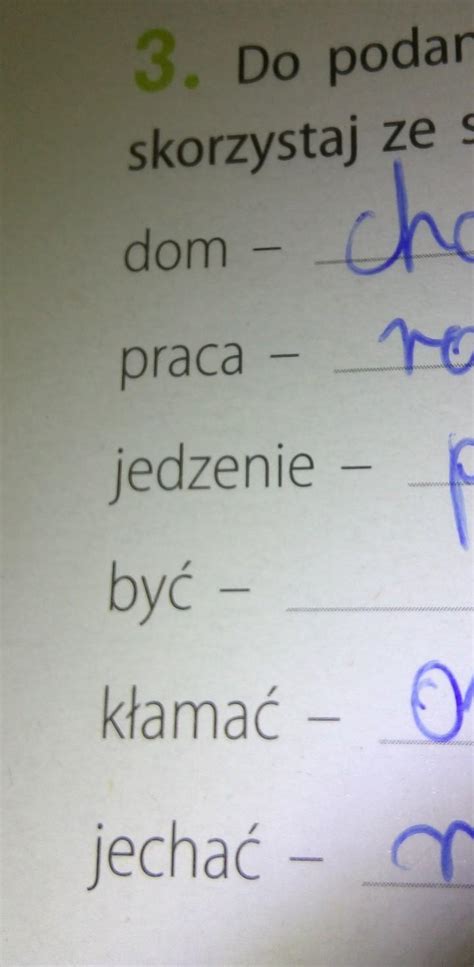 do podanych słów dopisz po wyrazy bliskoznaczne Brainly pl