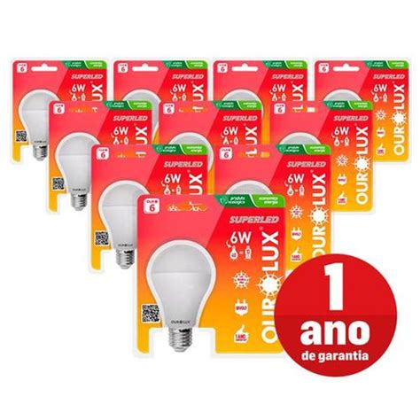 Tudo Sobre Kit 10 Lâmpadas Superled Ourolux Ouro 6W Biv 6400k