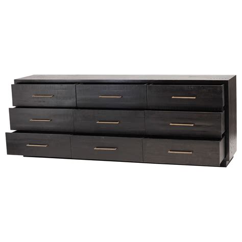 Suki Modern Burnished Black 9 Drawer Large Wooden Dresser | Zin Home