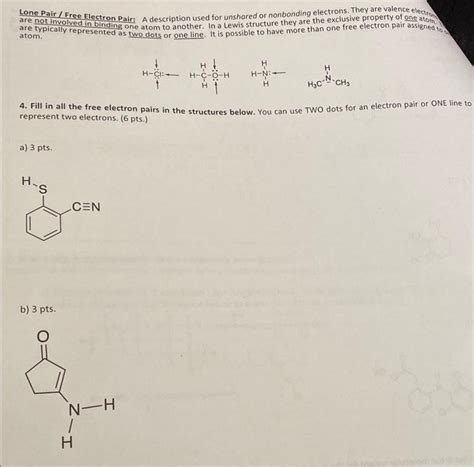 Solved Lone Pair/Free Electron Pair: A description used for | Chegg.com