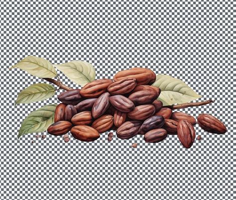 Premium Psd Natural And Fresh Cocoa Beans Isolated On Transparent