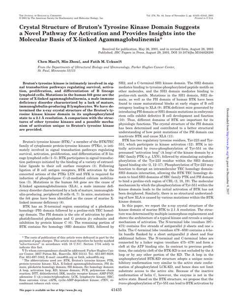 (PDF) Crystal Structure of Bruton's Tyrosine Kinase Domain Suggests a ...