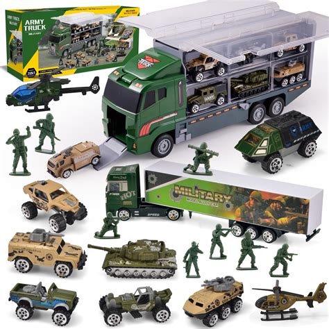 SYNCFUN 19 in 1 Die-cast Army Toy Truck, Mini Military Vehicles, Toys ...